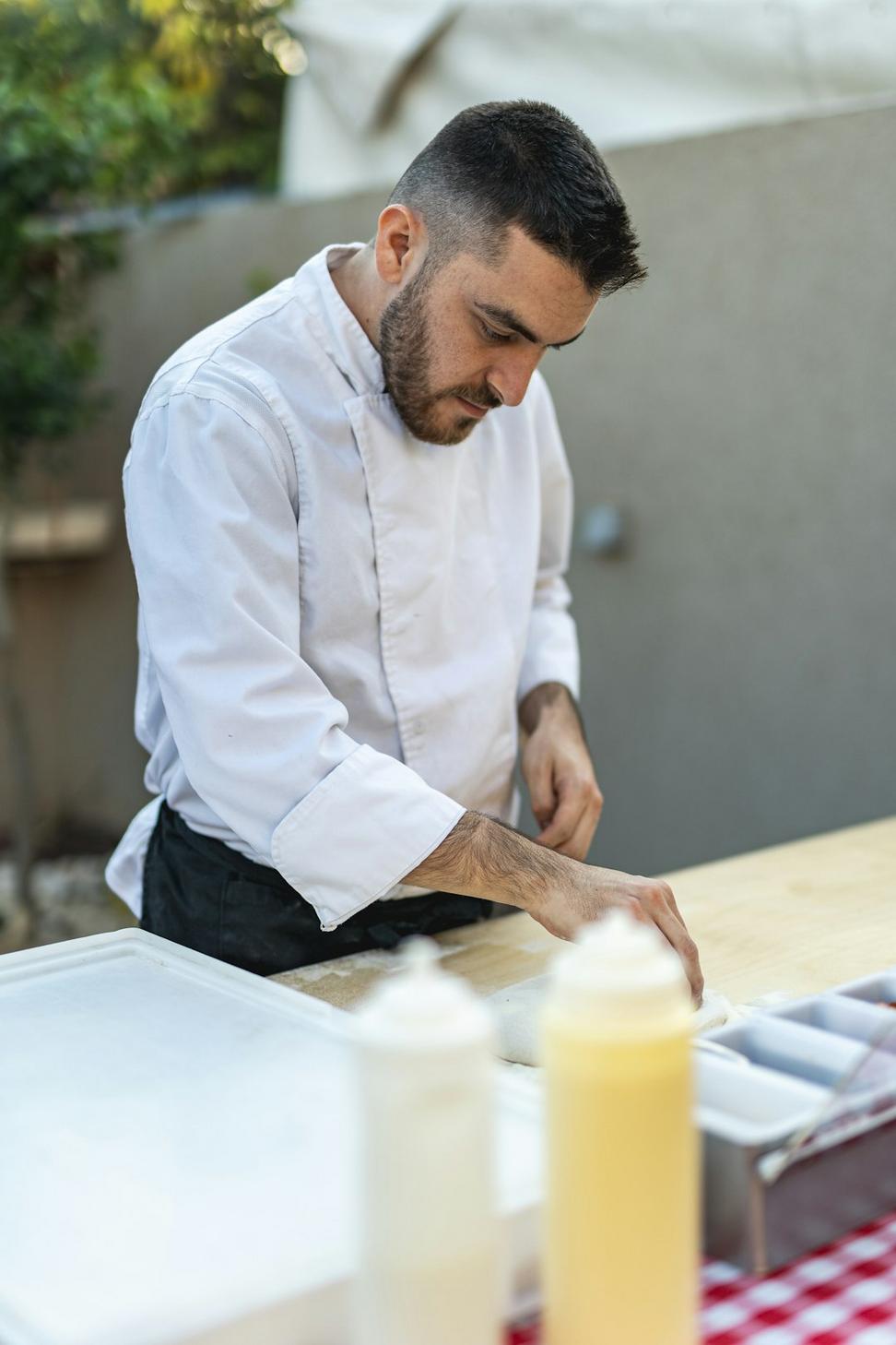 Chef preparing dish